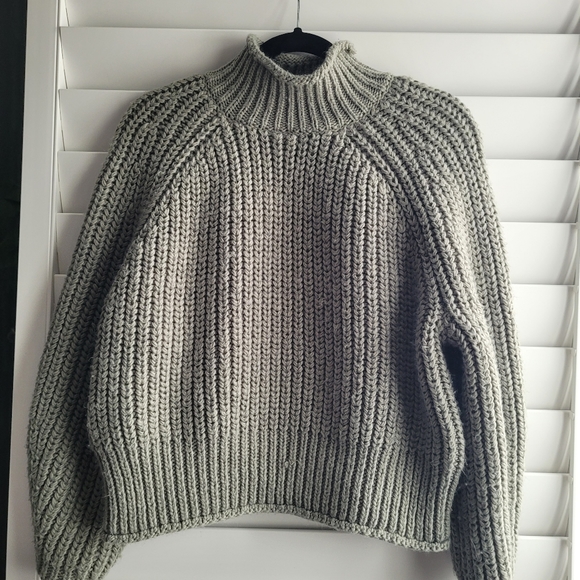 Chunky knit green H&M turtleneck - size L - Picture 1 of 6